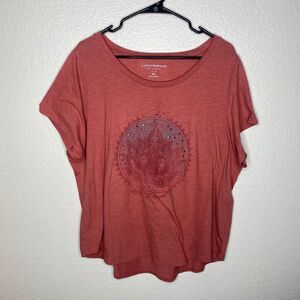 Lucky Brand womens short sleeve tshirt boho boyfriend tee oversized graphic XL